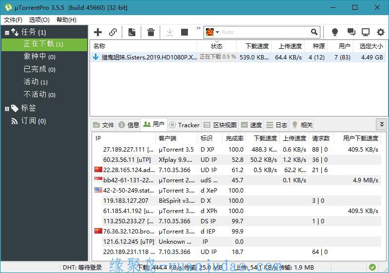 uTorrent Pro v3.6.0.47084绿色版，俄罗斯号称全球排名第一的BT下载客户端