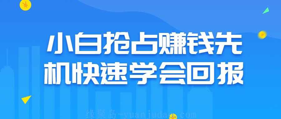 小白抢占赚钱先机快速学会回报